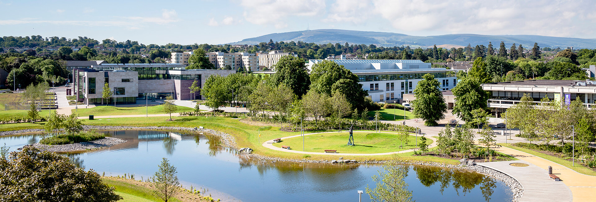 An aerial shot of UCD Belfied's Campus.