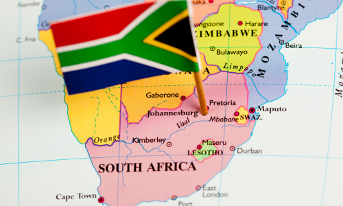 map with flag of South Africa
